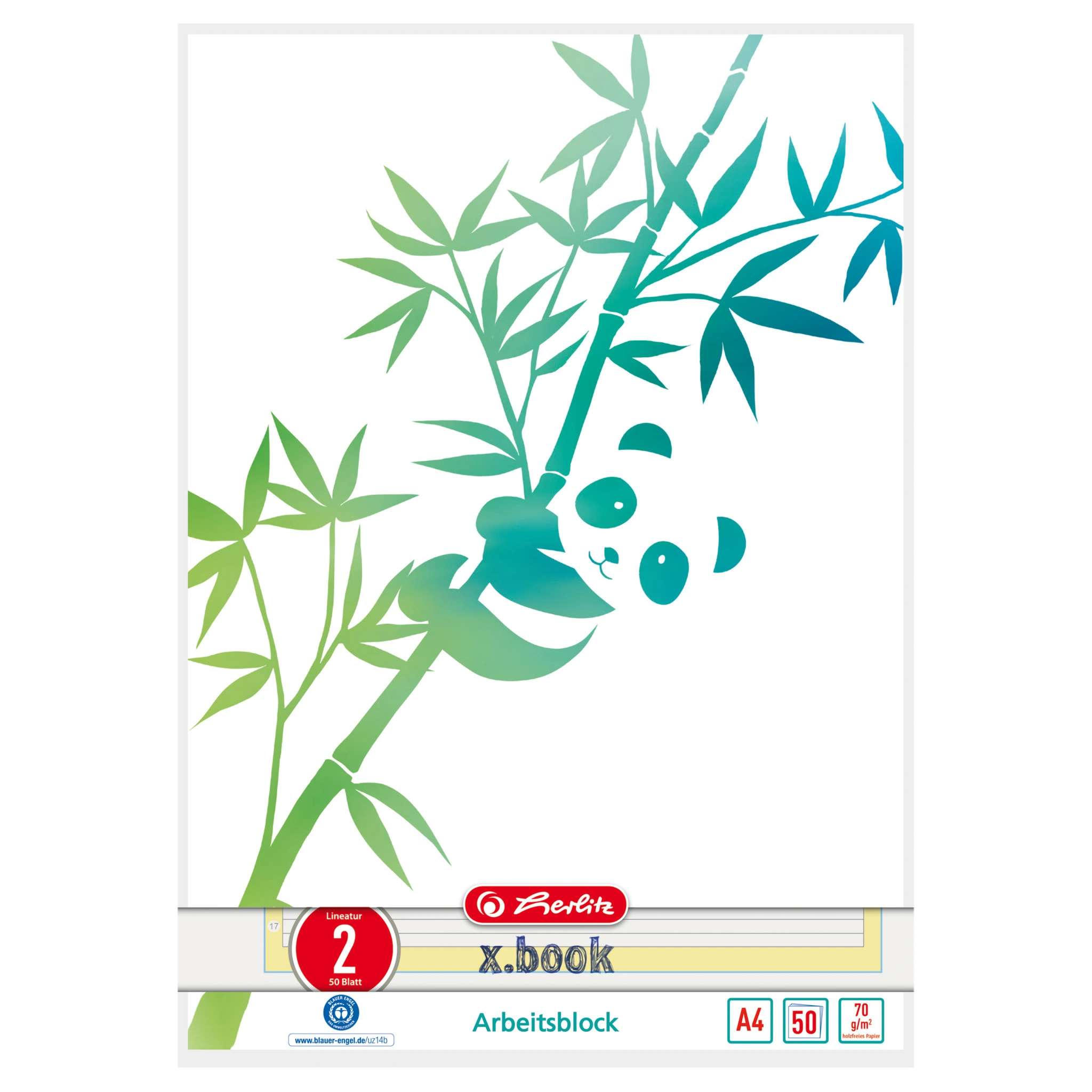 herlitz Arbeitsblock GREENline DIN A4, 50 Blatt, Lineatur 2 (EAN: 4008110295879)