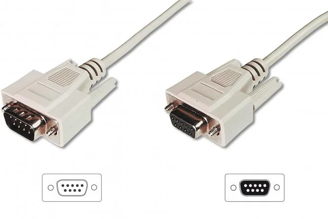 DIGITUS 9 Pol Sub-D Kabel, Stecker - Kupplung, 2,0 m, grau (EAN: 4016032301462)