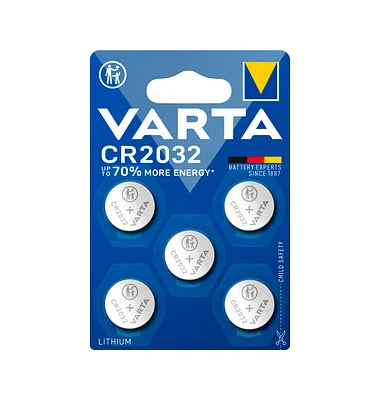 VARTA Lithium Knopfzelle "Electronics", CR2032, 5er Pack (EAN: 4008496850853)