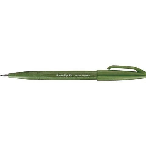 PentelArts Faserschreiber Brush Sign Pen SES 15, olivgrün (EAN: 4902506365026)