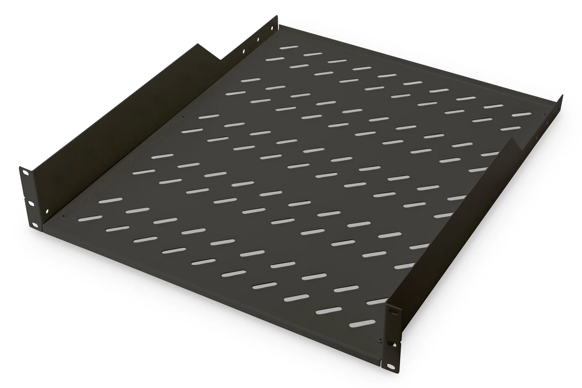 DIGITUS 19" Fachboden, 2 HE, Festeinbau, Tiefe: 550 mm, schwarz (RAL9005) (EAN: 4016032256830)