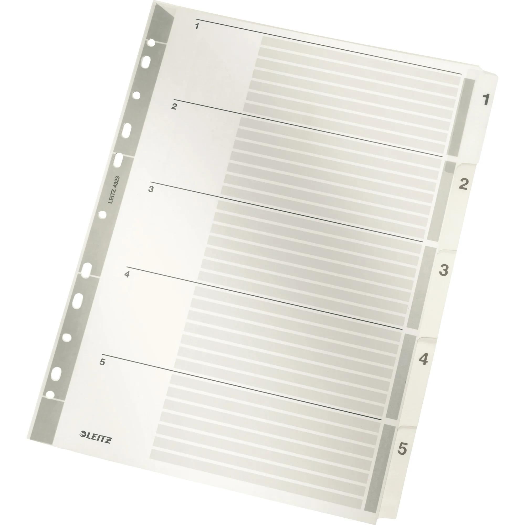 LEITZ Mylarkarton-Register, Zahlen, A4, 1-5, 5-teilig, grau (EAN: 4002432309269)