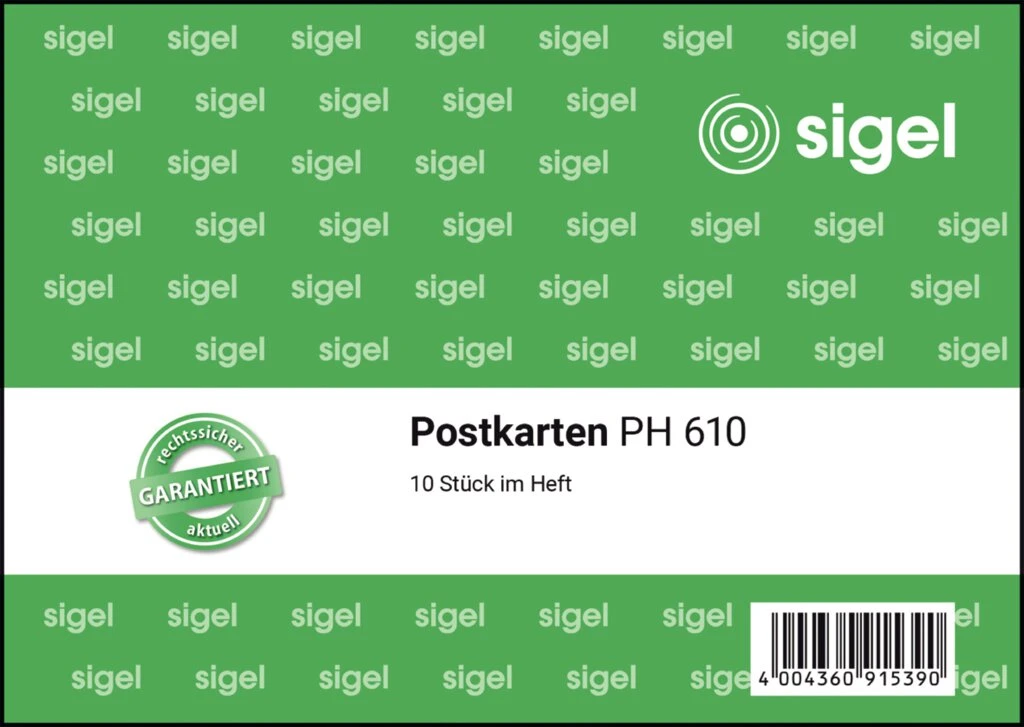 sigel Vordruck "Postkarten", A6 quer, 10 Blatt, im Heft (EAN: 4004360915390)