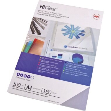 GBC Einbanddeckel HiClear, DIN A4, PVC, 0,30 mm, glasklar (EAN: 5028252262545)