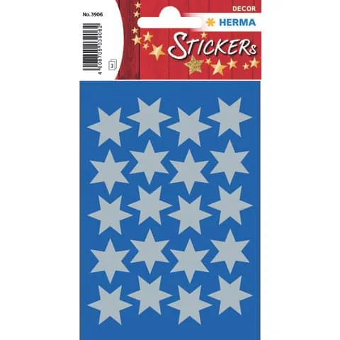HERMA Weihnachts-Sticker DECOR "Sterne", 21 mm, silber (EAN: 4008705039062)