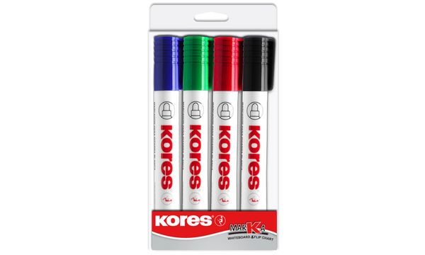 Kores Whiteboard-Marker "K MARKER", 4er Etui (EAN: 9023800208453)