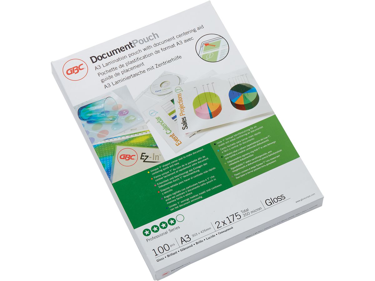 GBC Laminierfolientasche, DIN A3, glänzend, 350 mic (EAN: 0033816100398)