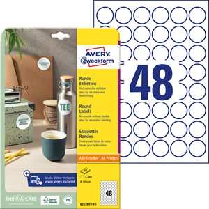 AVERY Zweckform Kennzeichnungs-Etiketten, Durchmesser: 30 mm (EAN: 4004182162095)