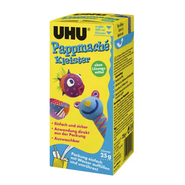 UHU Pappmaché Kleister, lösemittelfrei, Pulverform, 25 g (EAN: 4026700511253)