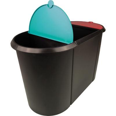helit Papierkorb "the triple", oval, PE, schwarz/rot/grün (EAN: 4012086052251)