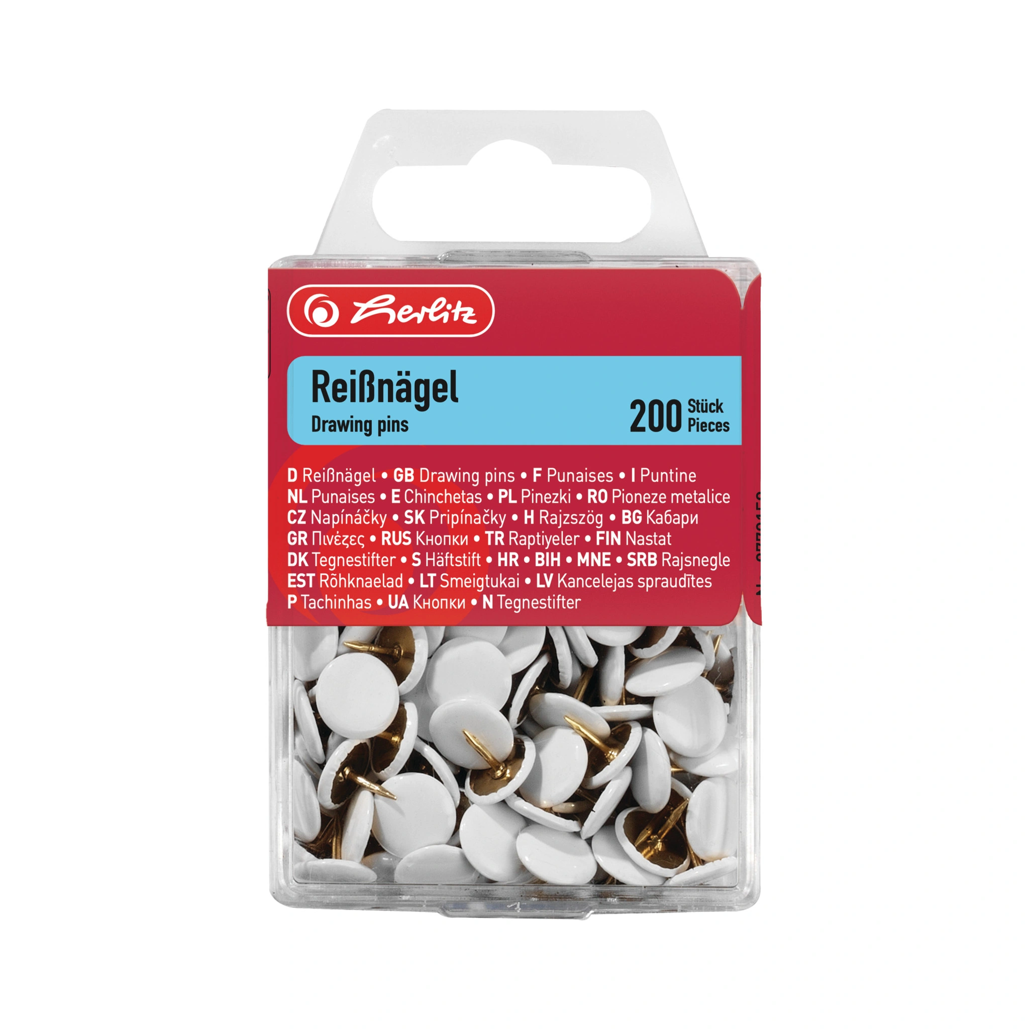herlitz Reißnägel, weiß, Durchmesser: 9,5 mm (EAN: 4008118770156)