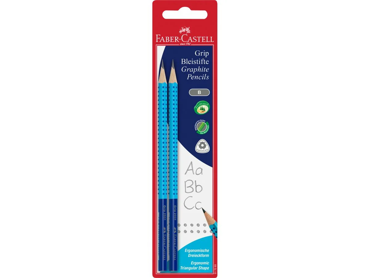 FABER-CASTELL Bleistift GRIP 2001 TWO TONE, Blisterkarte, blau, pink und türki (EAN: 4005405170934)