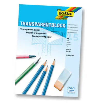 folia Transparentpapier-Block, DIN A4, 80 g/qm, 25 Blatt (EAN: 4001868080001)