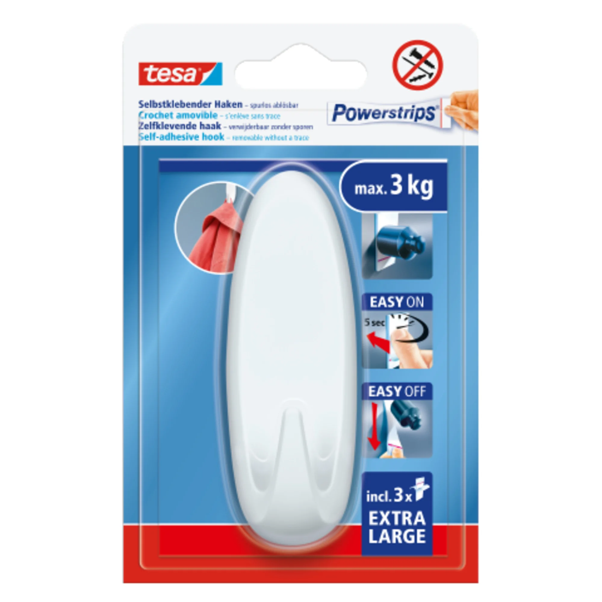 tesa Powerstrips Haken EXTRA LARGE Oval, weiß (EAN: 4063565402975)