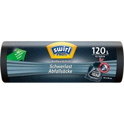 swirl Profi Schwerlast-Abfallsack, schwarz, 120 Liter (EAN: 4008871216014)