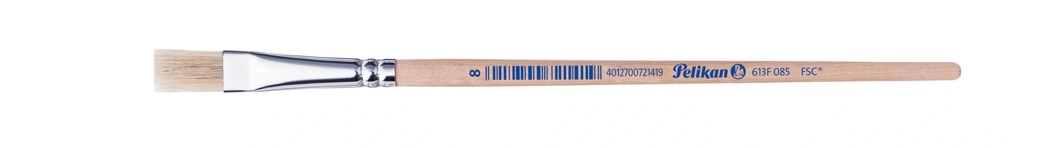 Pelikan Borstenpinsel 613 F, Gr. 8, unlackierter Holzstiel (EAN: 4012700721419)