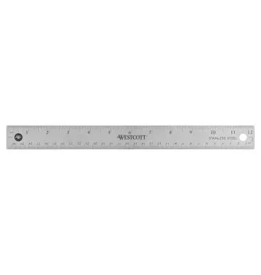 WESTCOTT Metall-Lineal mit Kork-Rückseite, Länge: 300 mm (EAN: 0073577104150)