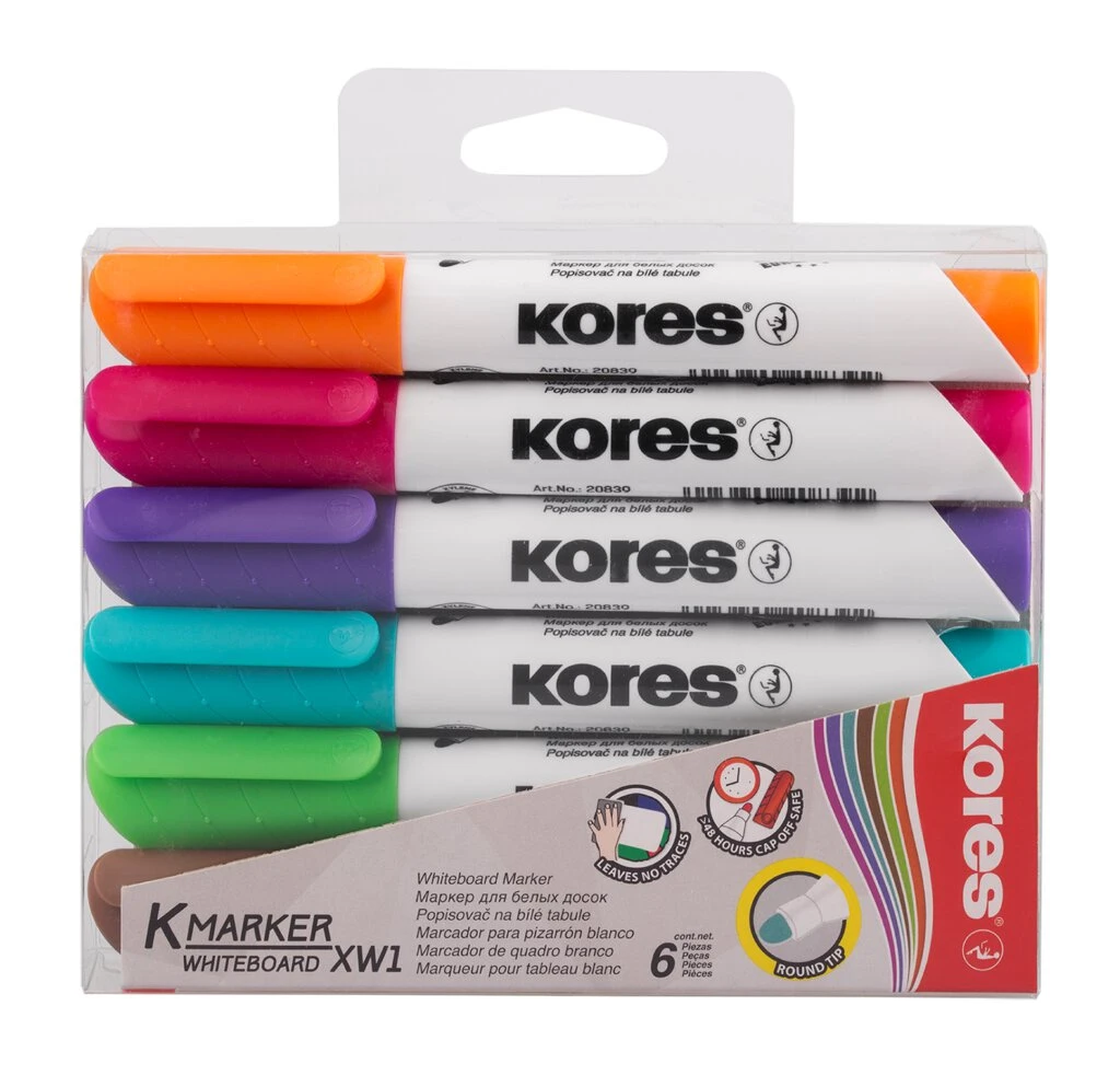 Kores Whiteboard-Marker K MARKER XW1, Rundspitze, 6er Etui (EAN: 9023800208026)