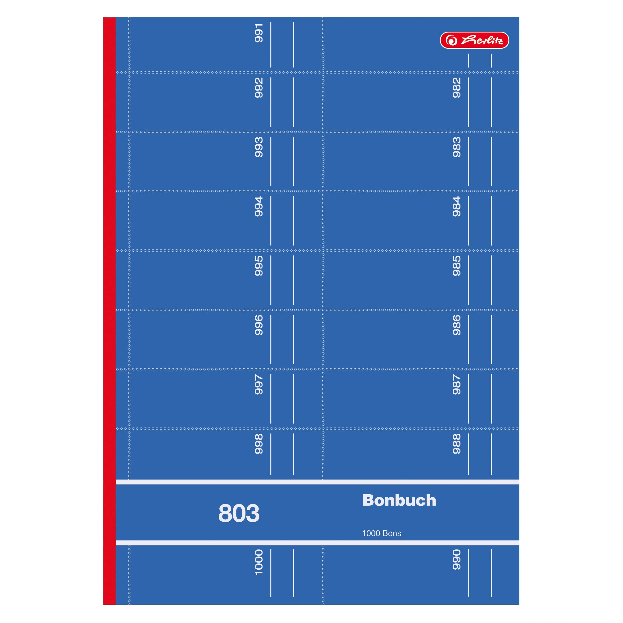 herlitz Formularbuch "Bonbuch 803", DIN A4, sortiert, rosa, blau, gelb, grün oder rot (EAN: 4008110892610)
