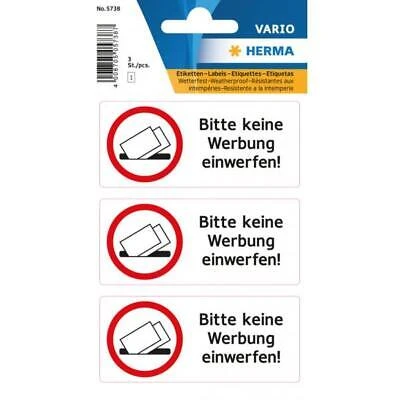 HERMA Hinweisetiketten "Bitte keine Werbung einwerfen" (EAN: 4008705057387)