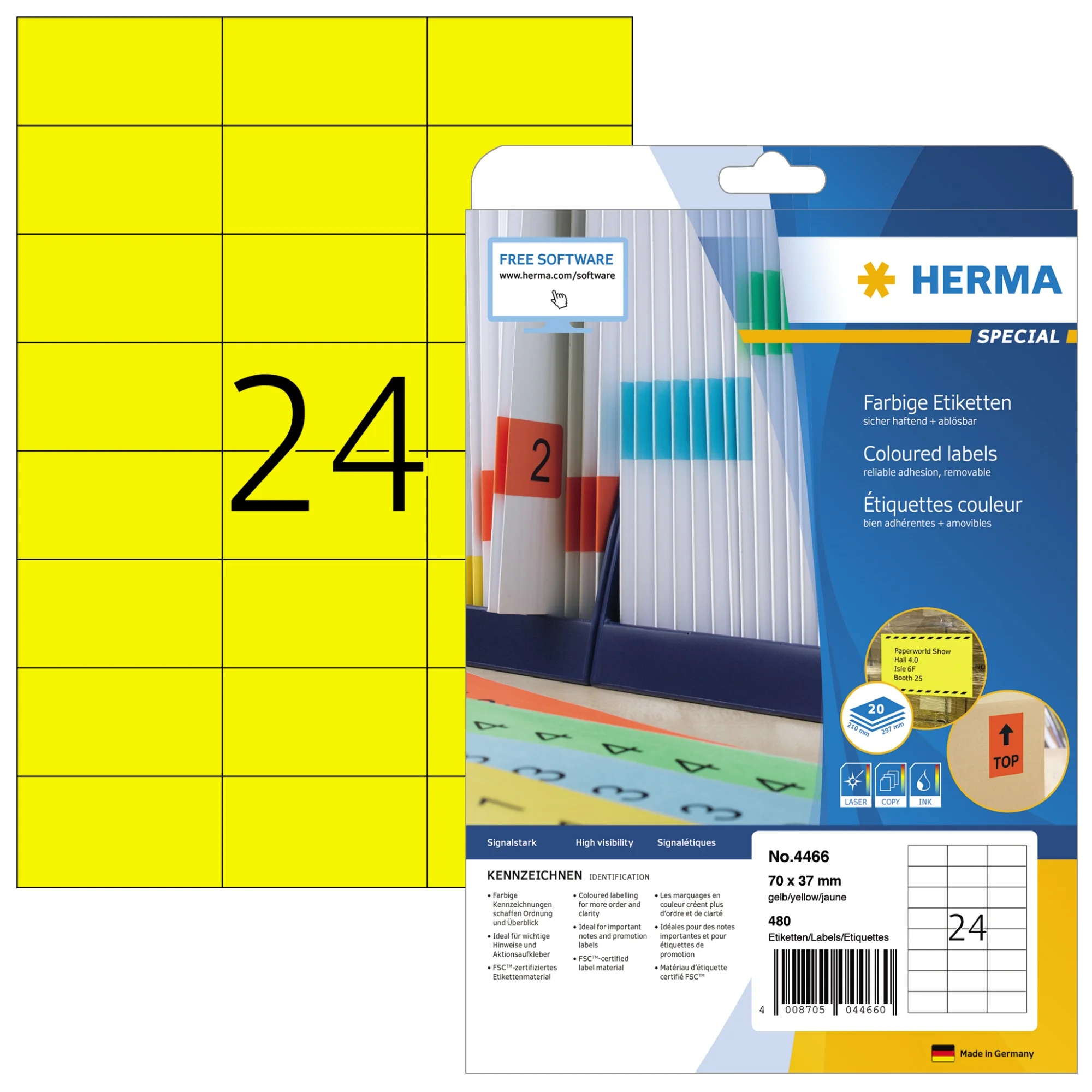 HERMA Universal-Etiketten SPECIAL, 70 x 37 mm, gelb (EAN: 4008705044660)
