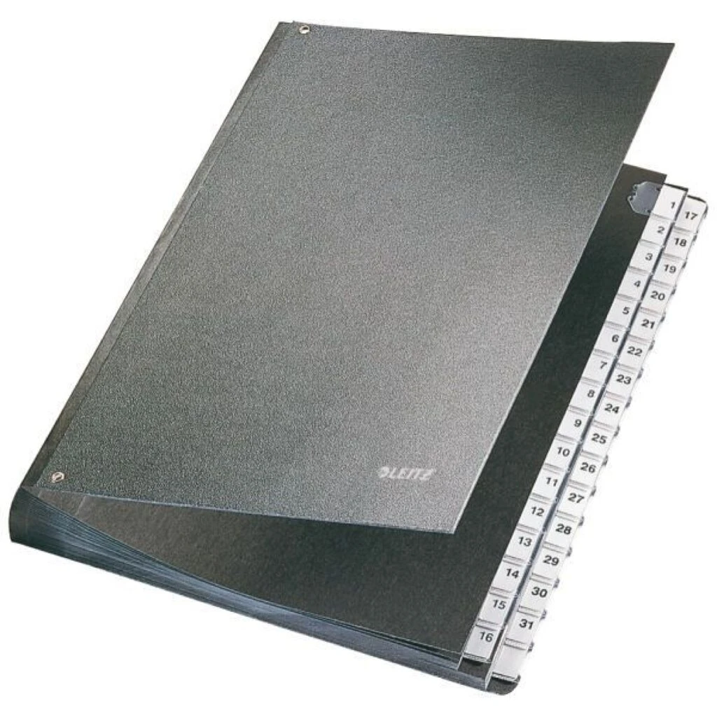 LEITZ Pultordner, A4, 1-31, 32 Fächer, Hartpappe, schwarz (EAN: 4002432311705)