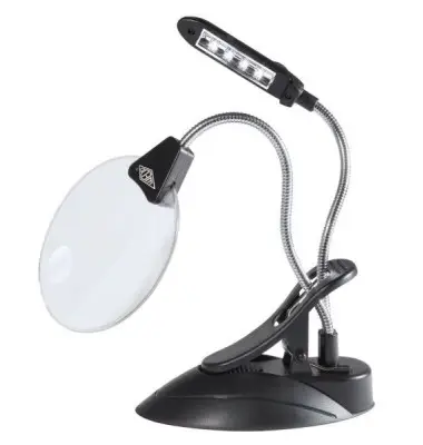 WEDO Tischlupe mit LED-Licht, mit Tischzwinge, schwarz (EAN: 4003801799155)