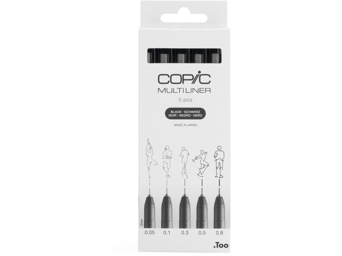 COPIC Fineliner MULTILINER, schwarz, 5er Set (EAN: 4013695266084)