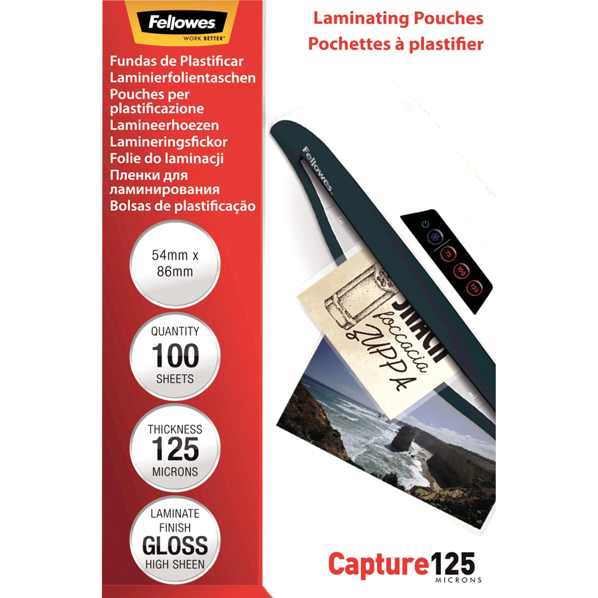 Fellowes Laminierfolientasche, 54 x 86 mm, 250 mic (EAN: 0077511530630)