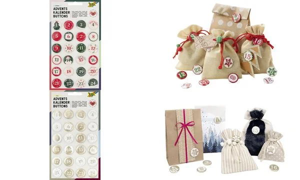folia Adventskalender-Buttons "Classic", aus Blech, 1 - 24 (EAN: 4001868098716)