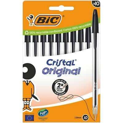 BIC Kugelschreiber Cristal Original, schwarz, 10er Kartonbox (EAN: 3086123734753)