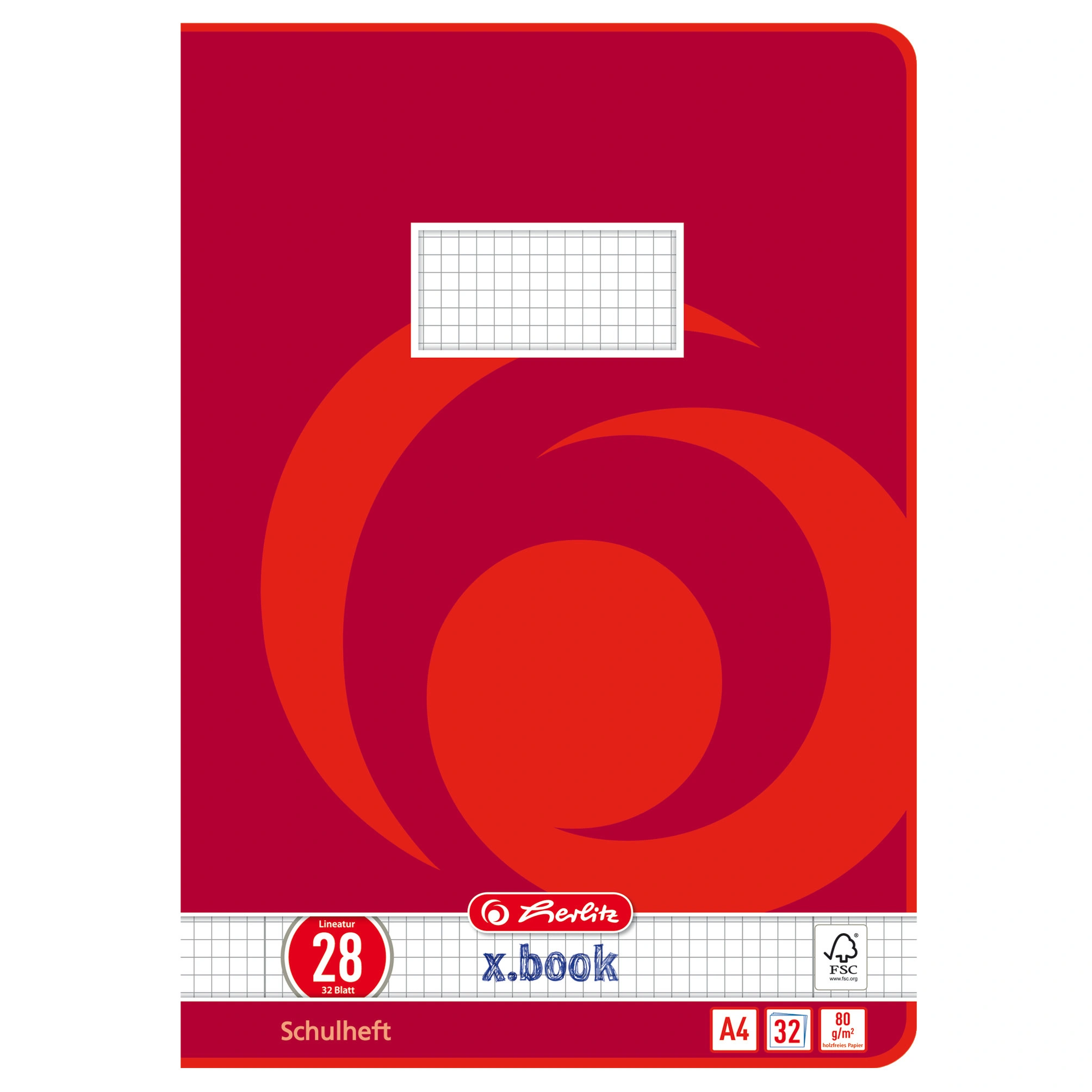herlitz Schulheft x.book, DIN A4, Lineatur 28 / kariert (EAN: 4008110340289)