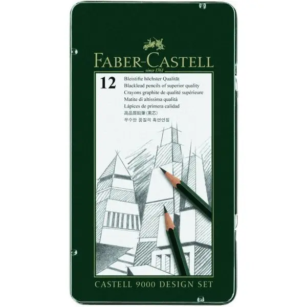 FABER-CASTELL Bleistift CASTELL 9000 Design, 12er Metalletui (EAN: 4005401190646)