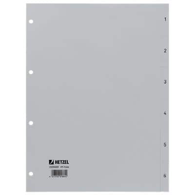 HETZEL Kunststoff-Register, Zahlen, A4, 1-6, PP, grau (EAN: 4013702018644)