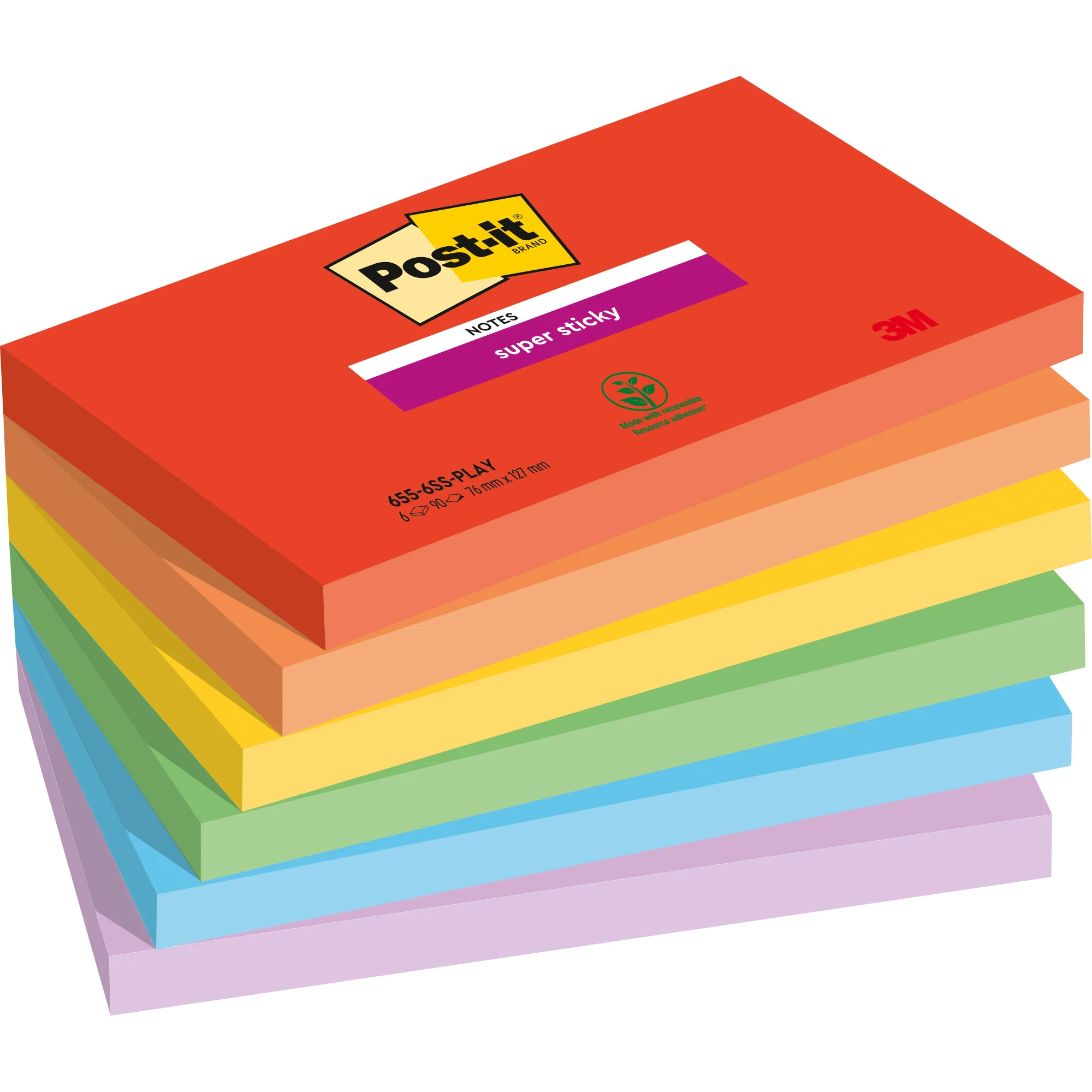 Post-it Haftnotizen super sticky notes, 127 x 76 mm, Playful (EAN: 4054596924468)