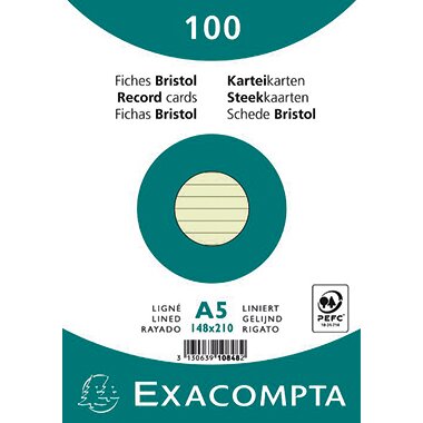 EXACOMPTA Karteikarten, DIN A5, liniert, grün (EAN: 3130639108482)