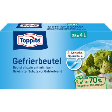 TOPPITS Gefrierbeutel, 25 x 4 Liter, 250 x 340 mm (EAN: 4008871208071)