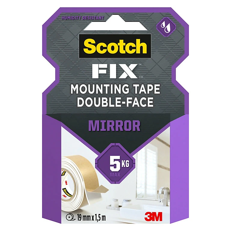3M Scotch-Fix Spiegel-Montageklebeband, 19 mm x 1,5 m, weiß (EAN: 4046719732289)