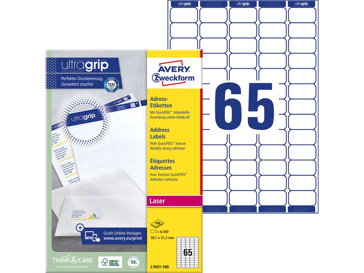 AVERY Zweckform Mini-Etiketten, 38,1 x 21,2 mm, weiß (EAN: 4004182476512)