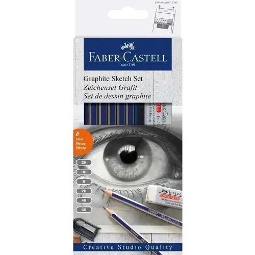 FABER-CASTELL Zeichenset GOLDFABER, 8-teilig, blau/gold (EAN: 4005401140009)