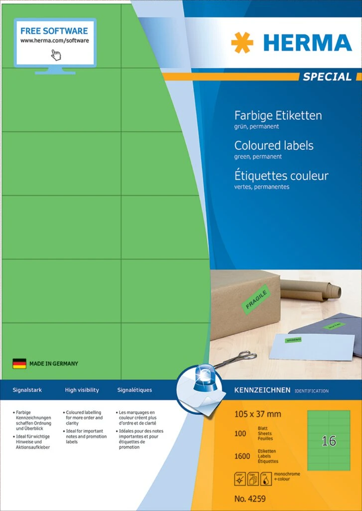 HERMA Universal-Etiketten SPECIAL, 105 x 37 mm, grün (EAN: 4008705042598)