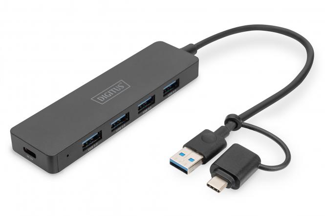 DIGITUS USB 3.0 Hub, 4-Port, Slim Line, schwarz (EAN: 4016032489207)