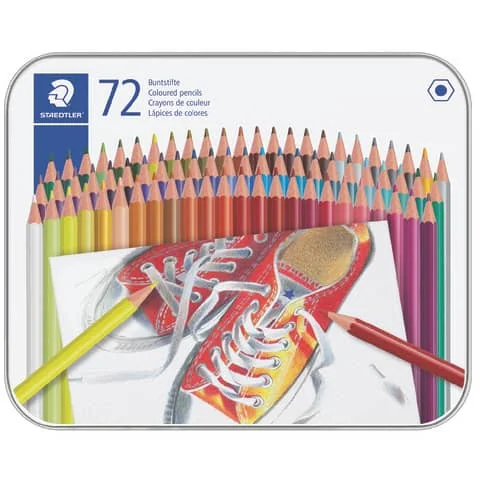 STAEDTLER Hexagonal-Buntstift, 72er Metall-Etui, farbig sortiert (EAN: 4007817048313)