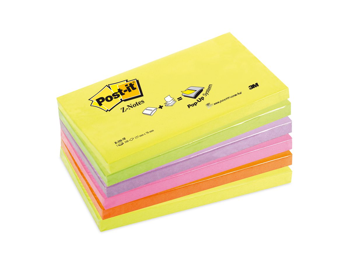 Post-it Haftnotizen z-notes, 127 x 76 mm, 6-farbig (EAN: 4001895838255)