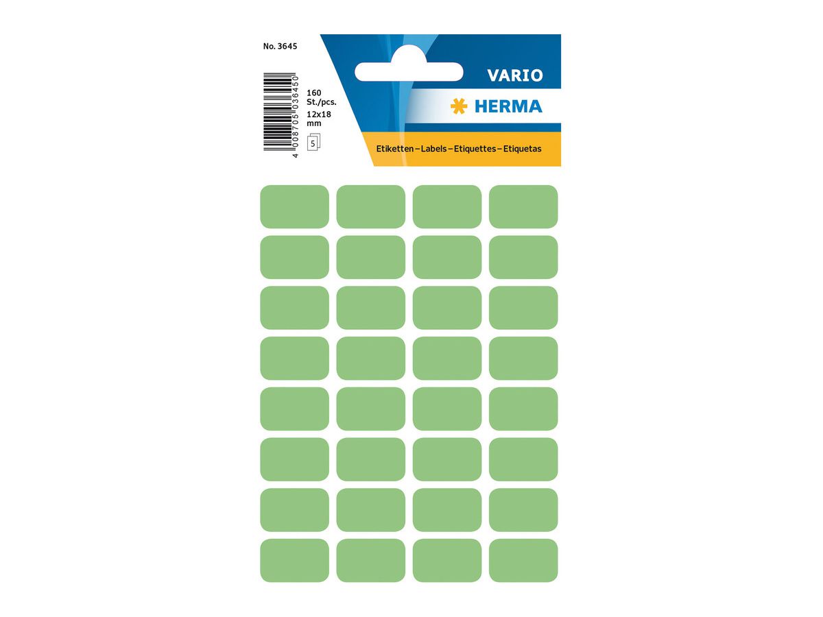 HERMA Vielzweck-Etiketten, 12 x 18 mm, grün, Kleinpackung (EAN: 4008705036450)