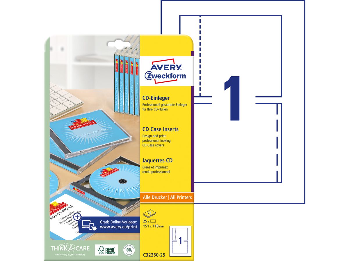 AVERY Zweckform CD-Einleger für Jewel Cases, weiß (EAN: 4004182242834)