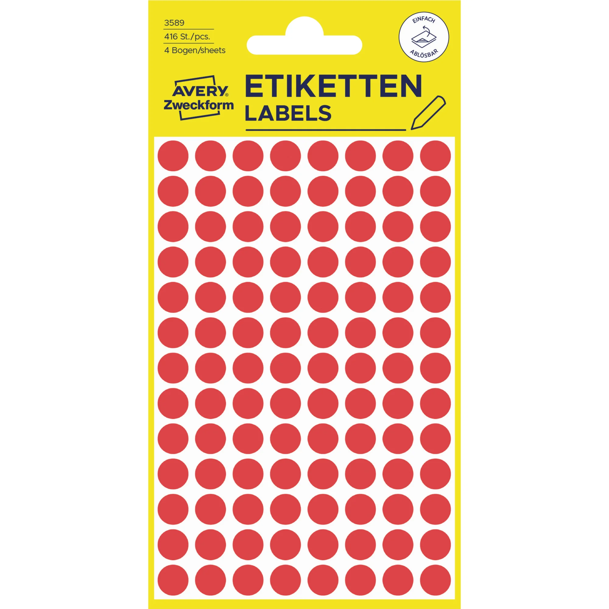 AVERY Zweckform Markierungspunkte, ablösbar, 8 mm, rot (EAN: 4004182035894)