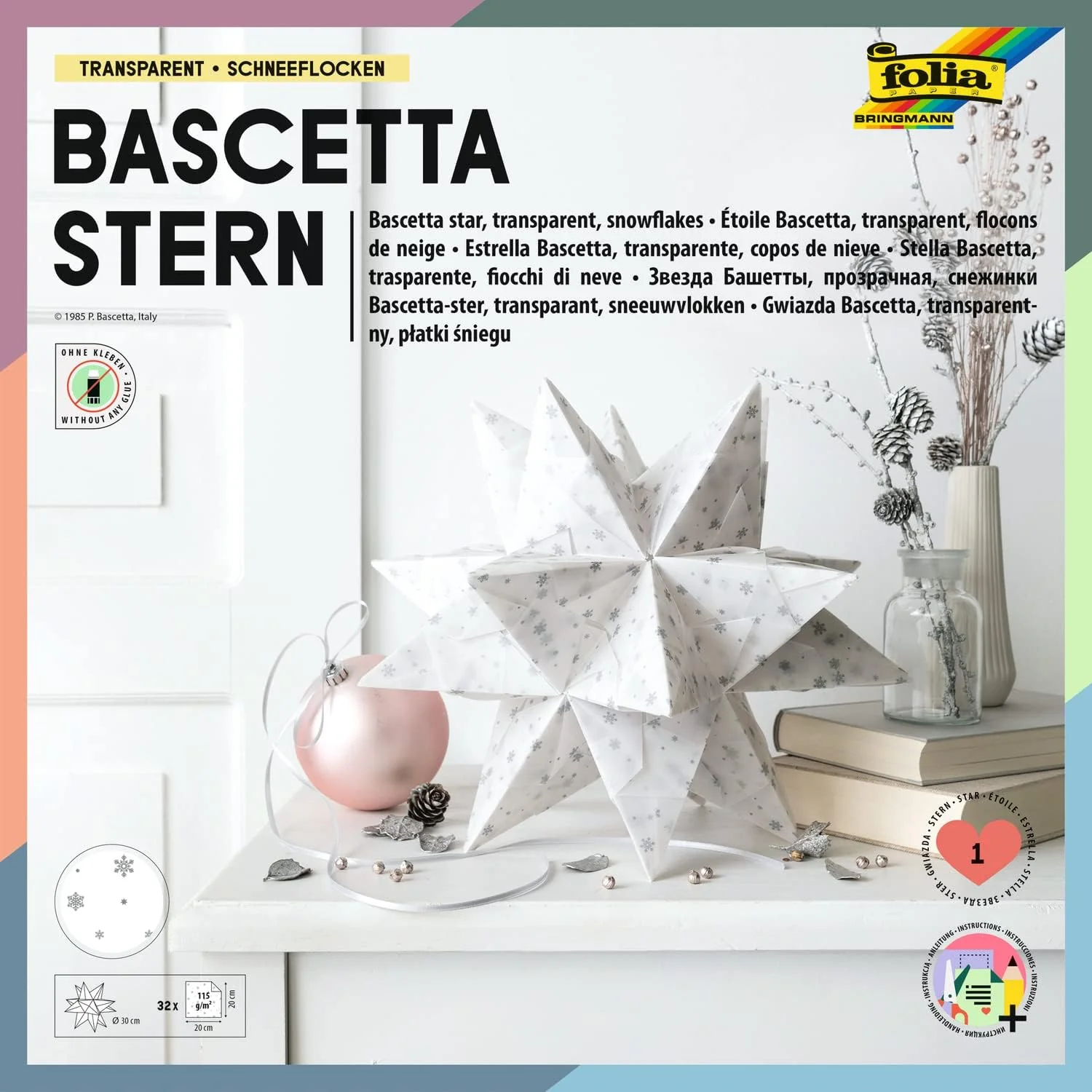 folia Faltblätter Bascetta-Stern "Transparentpapier", weiß (EAN: 4001868101577)