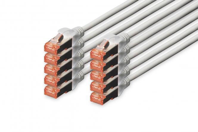 DIGITUS Patchkabel Kat. 6, S/FTP, 1,0 m, grau, Set (EAN: 4016032441441)