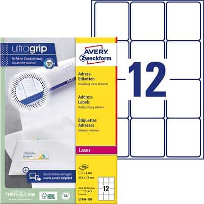 AVERY Etiquette d'adresse, 63,5 x 72 mm, blanc (EAN: 3266550260128)